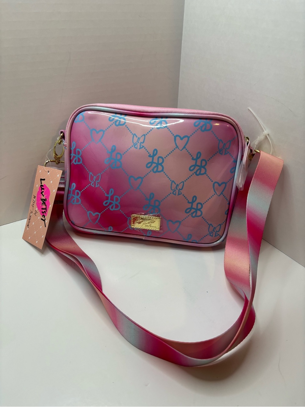 Luv Betsey Johnson Fushia W LB design crossbody LBCODY